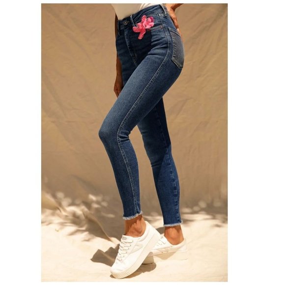 Free People Distressed High Waist Stretch Skinny Jeans Jegging - Picture 5 of 9